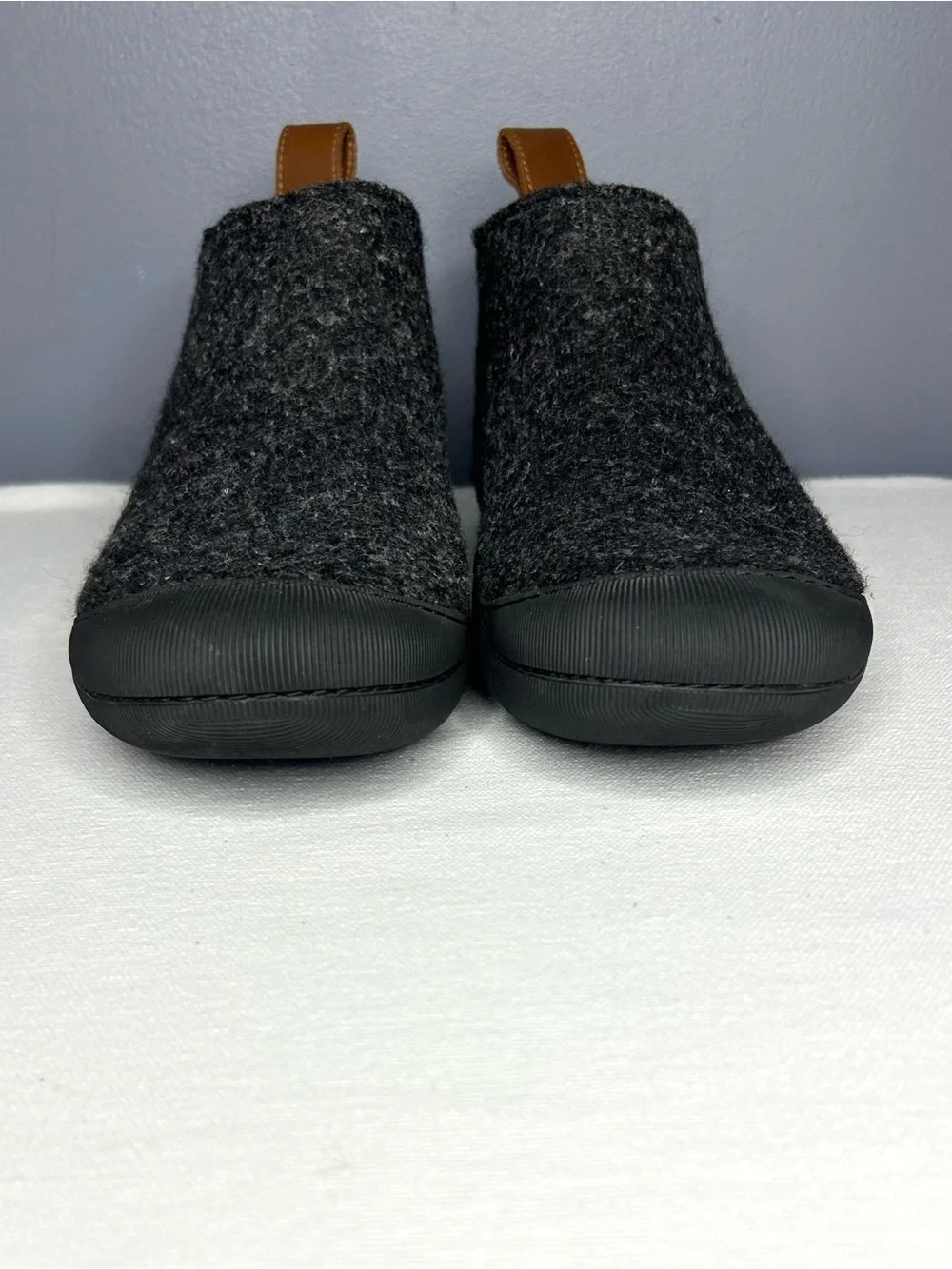 Huckberry Greys Wool Outdoor Slipper Boot Mens 6 Gray Charcoal Wool Rubber Sole